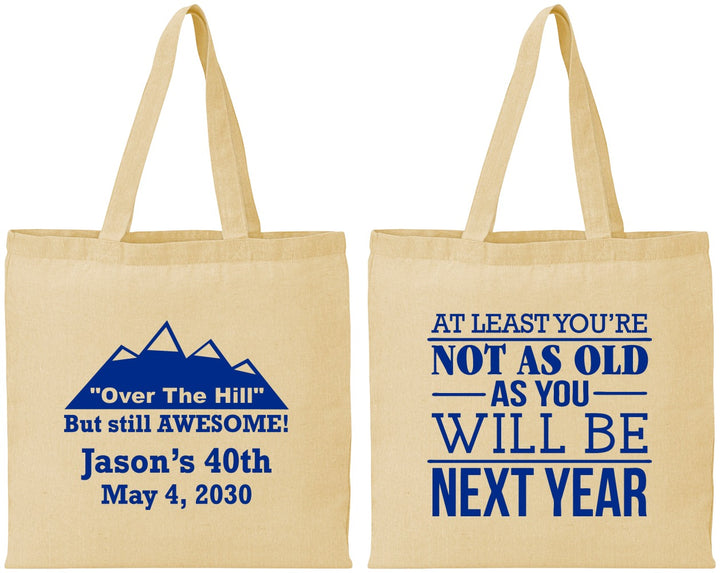 Personalized Birthday Cotton Tote Bags - 40th Over The Hill | 20121