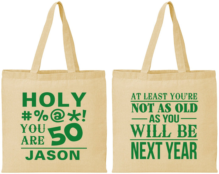 Personalized Birthday Cotton Tote Bags - 50th | 20122