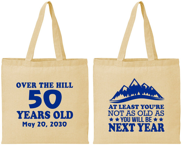Personalized Birthday Cotton Tote Bags - 50th Over The Hill | 20124