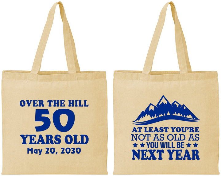 Personalized Birthday Cotton Tote Bags - 50th Over The Hill | 20124