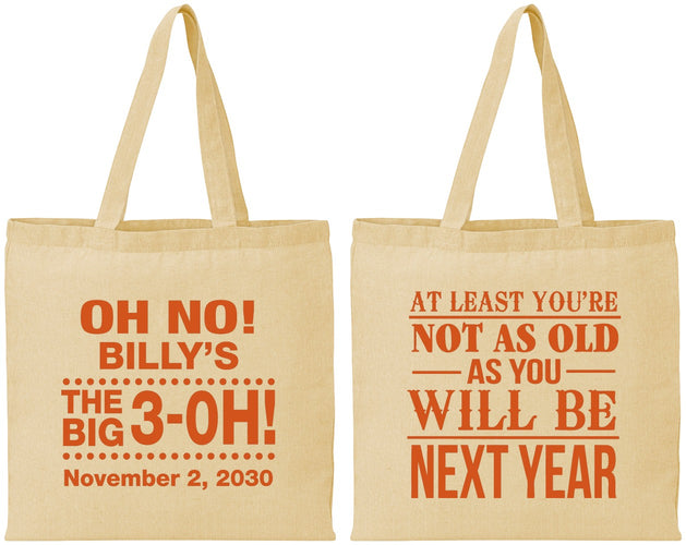 Personalized Birthday Cotton Tote Bags - 30th Big 3 Oh | 20125