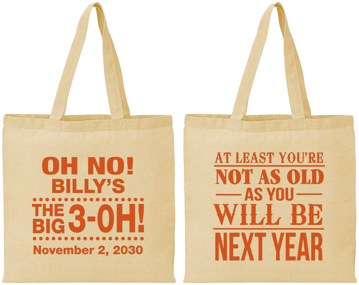 Personalized Birthday Cotton Tote Bags - 30th Big 3 Oh | 20125