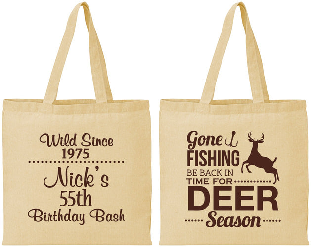 Personalized Birthday Cotton Tote Bags - 55th Gone Fishing | 20128