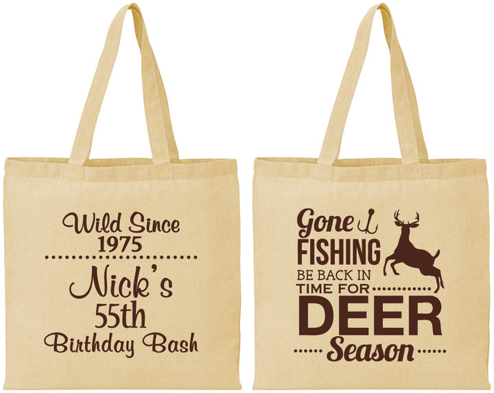 Personalized Birthday Cotton Tote Bags - 55th Gone Fishing | 20128