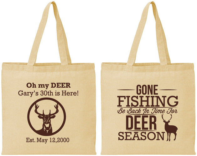 Personalized Birthday Cotton Tote Bags - 30th Deer Season | 20129