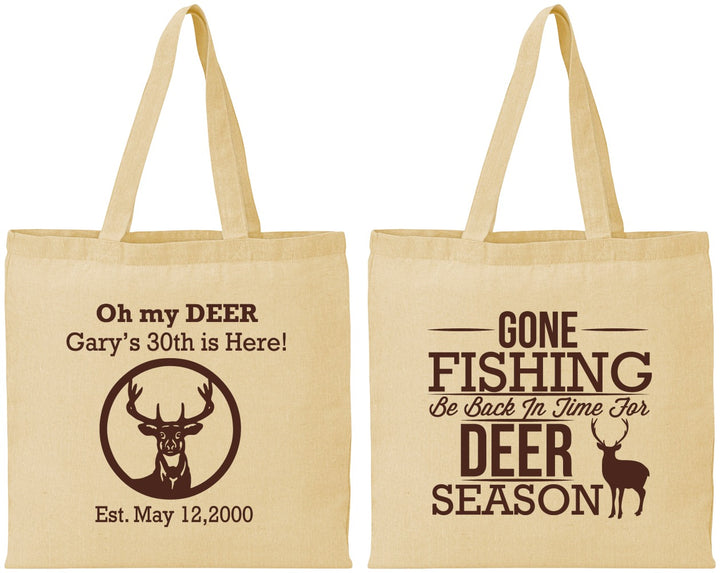 Personalized Birthday Cotton Tote Bags - 30th Deer Season | 20129