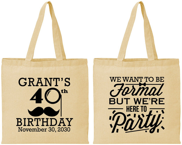 Personalized Birthday Cotton Tote Bags - 40th | 20130