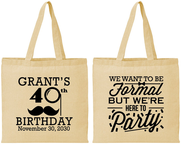 Personalized Birthday Cotton Tote Bags - 40th | 20130