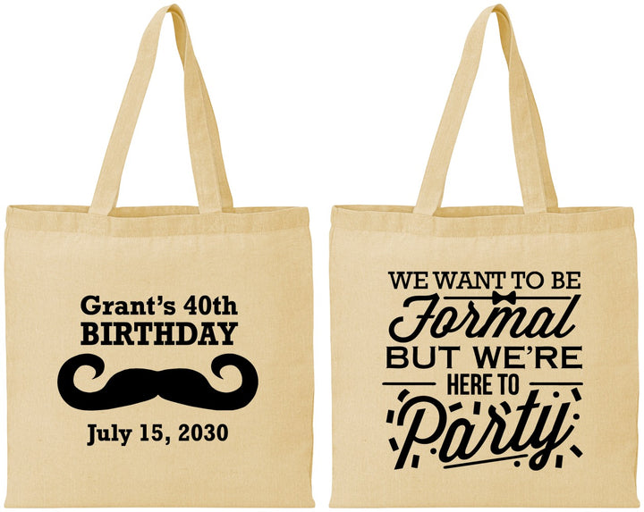 Personalized Birthday Cotton Tote Bags - 40th | 20131