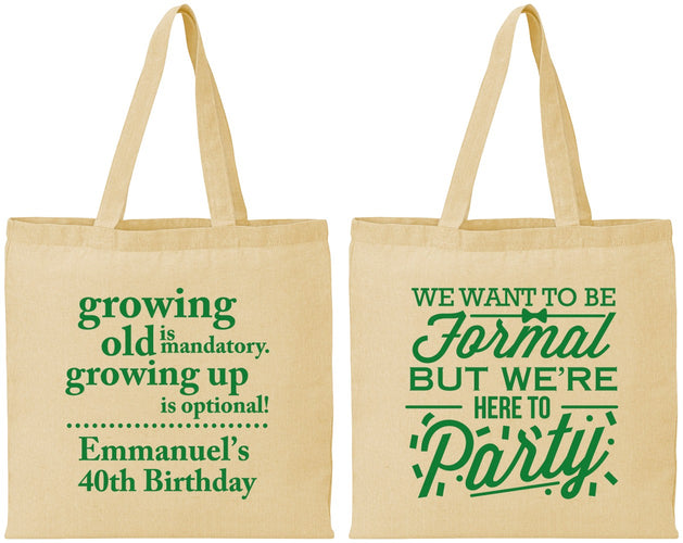Personalized Birthday Cotton Tote Bags - 40th | 20135