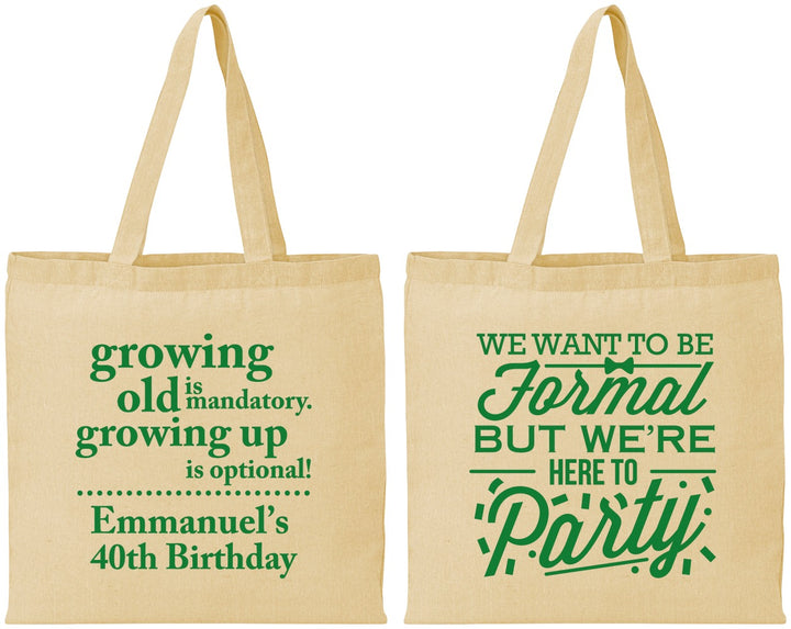 Personalized Birthday Cotton Tote Bags - 40th | 20135