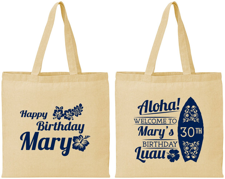 Personalized Birthday Cotton Tote Bags - 30th Hawaii | 20136