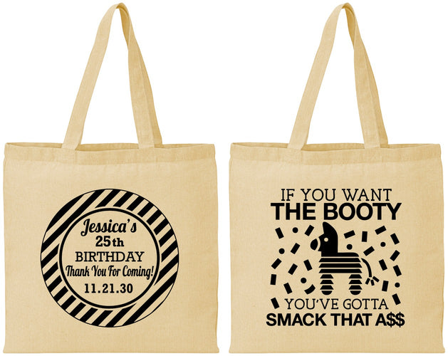 Personalized Birthday Cotton Tote Bags - 25th Smack Ass | 20138