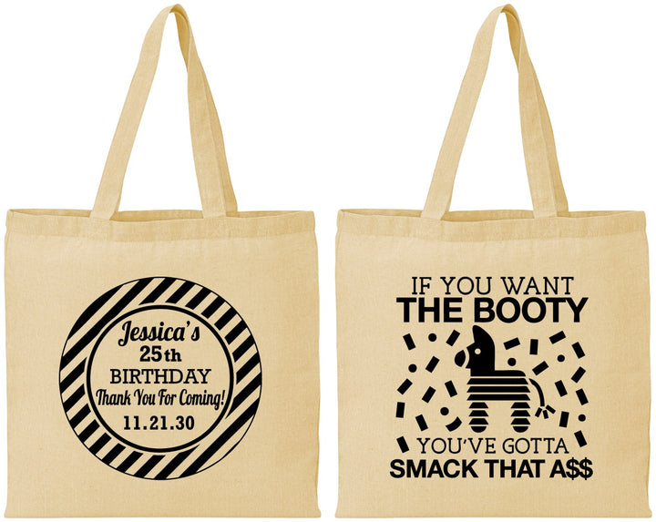 Personalized Birthday Cotton Tote Bags - 25th Smack Ass | 20138
