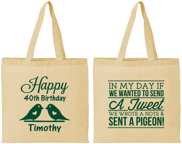 Personalized Birthday Cotton Tote Bags - 40th | 20139