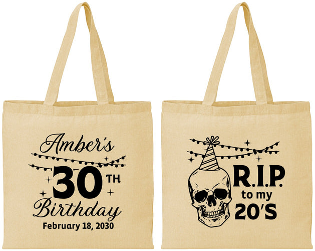 Personalized Birthday Cotton Tote Bags - 30th Rip 20 | 20140