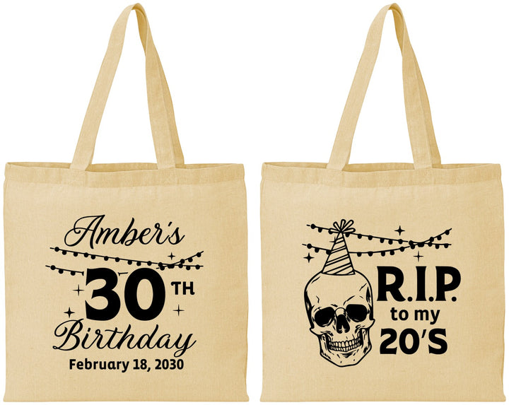 Personalized Birthday Cotton Tote Bags - 30th Rip 20 | 20140