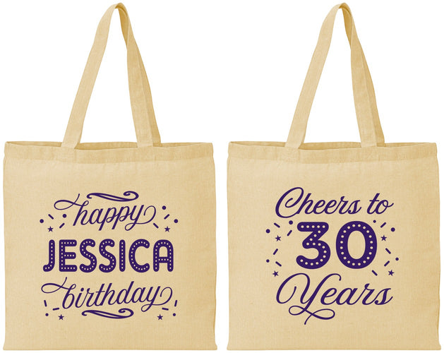 Personalized Birthday Cotton Tote Bags - Cheers To 30 Years | 20142