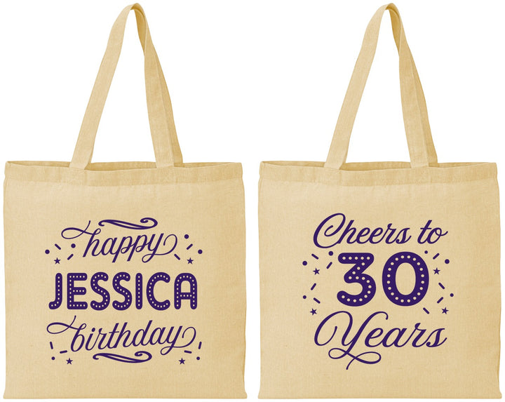 Personalized Birthday Cotton Tote Bags - Cheers To 30 Years | 20142