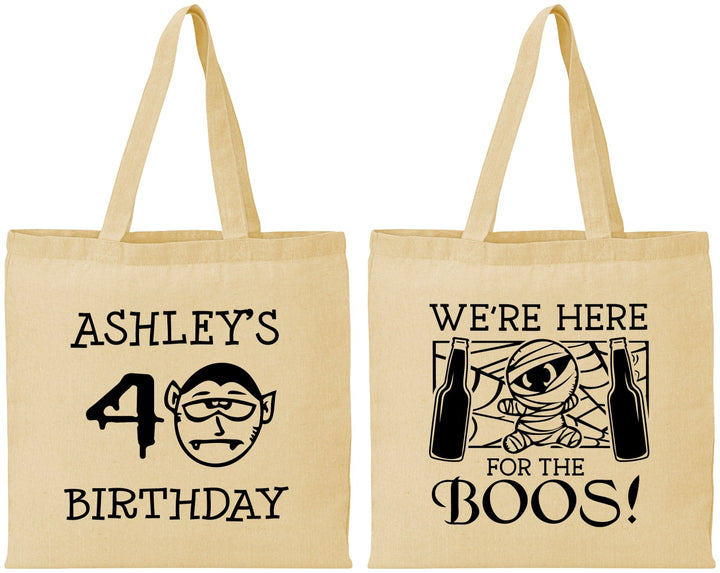 Personalized Birthday Cotton Tote Bags - 40th Halloween | 20145