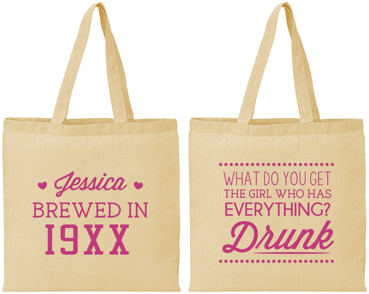 Personalized Birthday Cotton Tote Bags - Drunk | 20147
