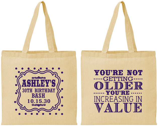 Personalized Birthday Cotton Tote Bags - 30th | 20149