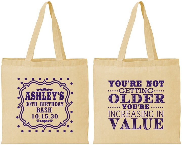 Personalized Birthday Cotton Tote Bags - 30th | 20149