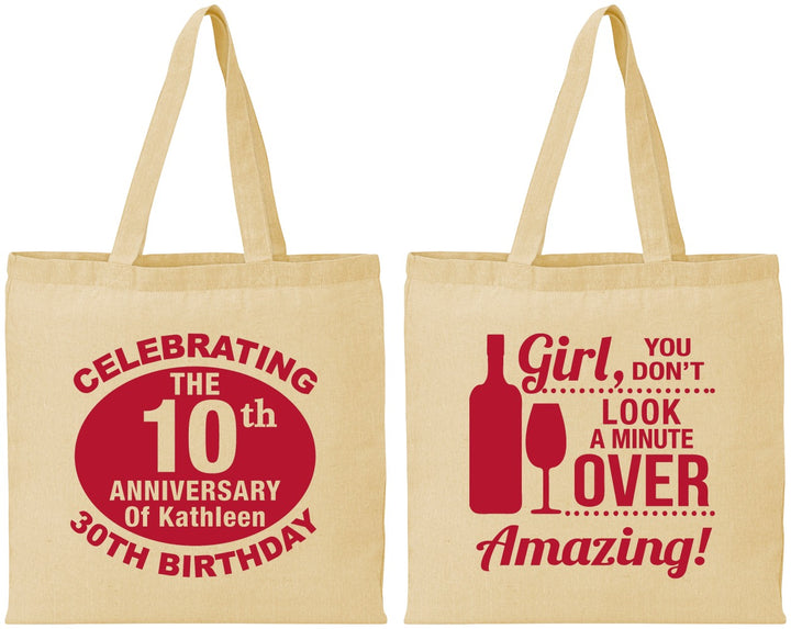 Personalized Birthday Cotton Tote Bags - 40th | 20151