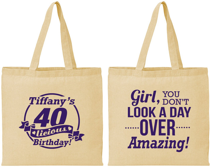 Personalized Birthday Cotton Tote Bags - 40th | 20153