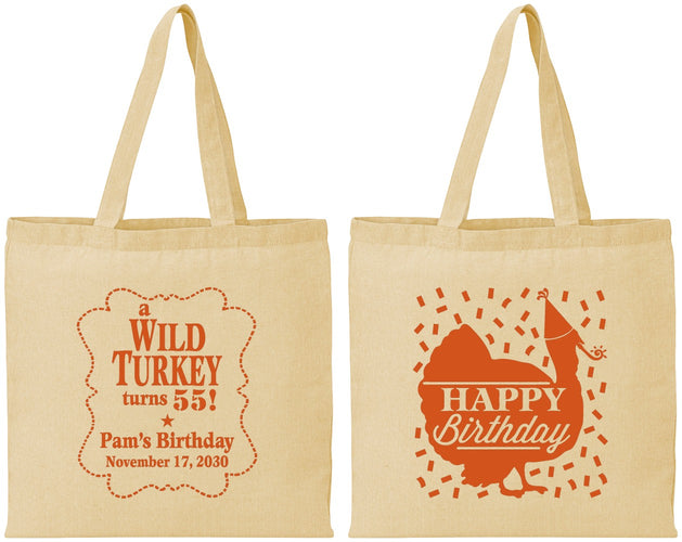 Personalized Birthday Cotton Tote Bags - 55th Wild Turkey | 20159