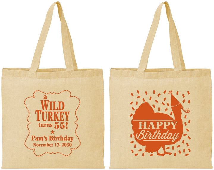 Personalized Birthday Cotton Tote Bags - 55th Wild Turkey | 20159