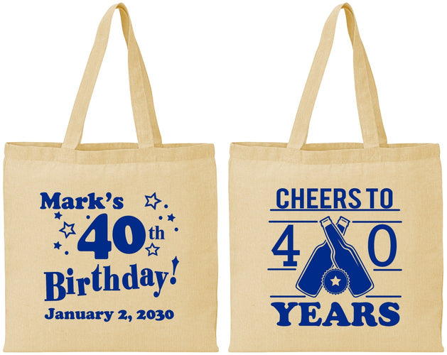 Personalized Birthday Cotton Tote Bags - Cheers To 40 Years | 20162