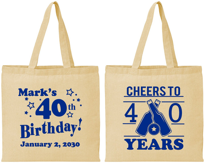 Personalized Birthday Cotton Tote Bags - Cheers To 40 Years | 20162