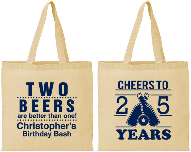 Personalized Birthday Cotton Tote Bags - Cheers To 25 Years | 20163