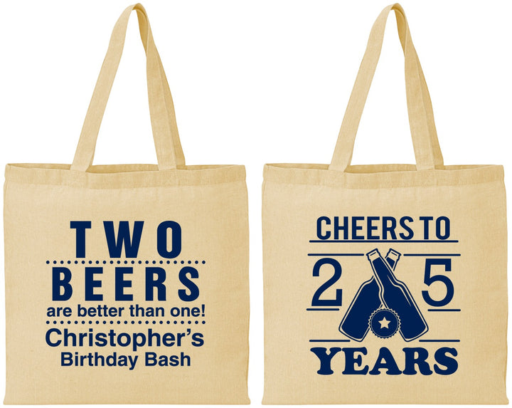 Personalized Birthday Cotton Tote Bags - Cheers To 25 Years | 20163