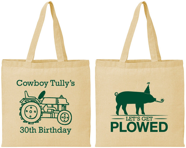 Personalized Birthday Cotton Tote Bags - 30th Get Plowed | 20166