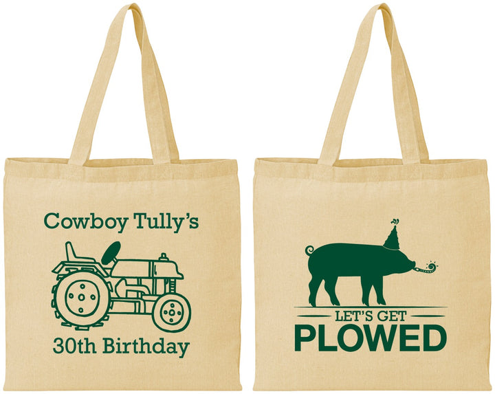 Personalized Birthday Cotton Tote Bags - 30th Get Plowed | 20166