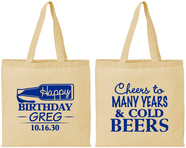 Personalized Birthday Cotton Tote Bags - Cheers To Many Years | 20167