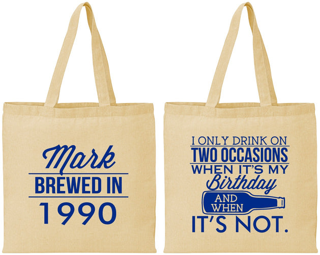 Personalized Birthday Cotton Tote Bags - 40th | 20171
