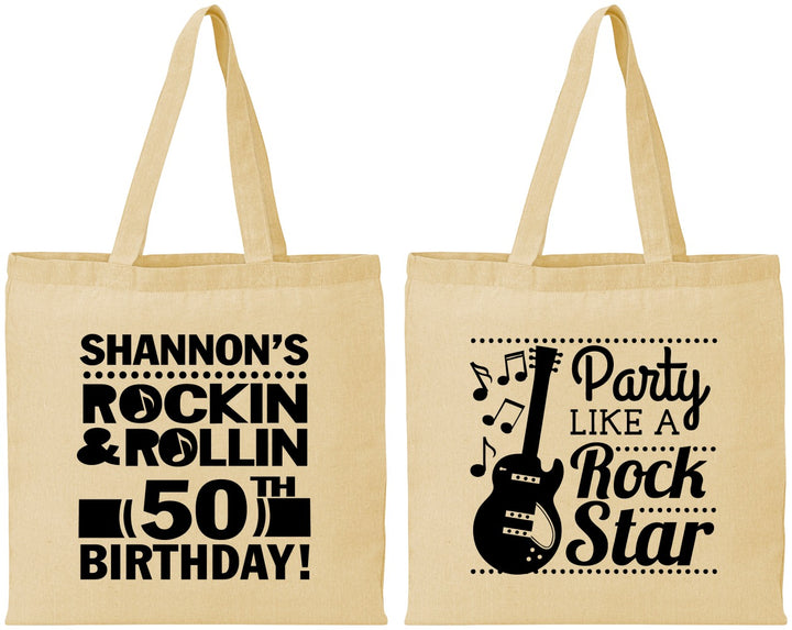 Personalized Birthday Cotton Tote Bags - 50th Rock Star | 20173