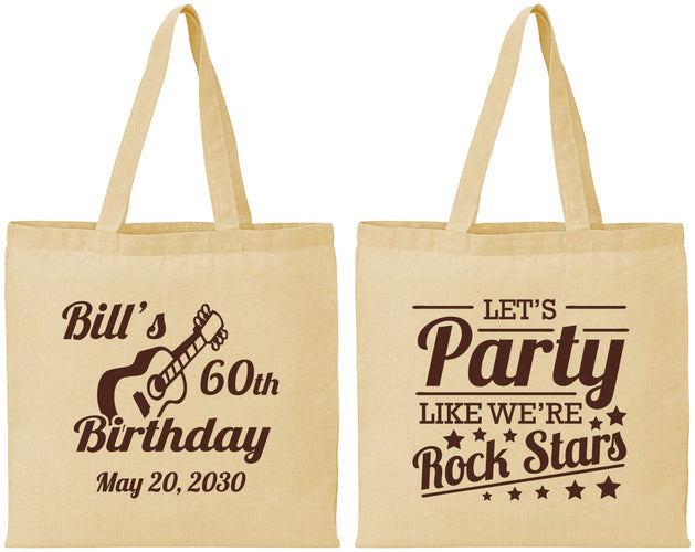 Personalized Birthday Cotton Tote Bags - 60th Rock Star | 20174