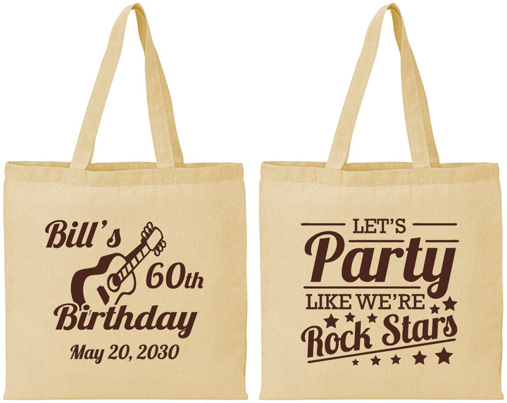 Personalized Birthday Cotton Tote Bags - 60th Rock Star | 20174