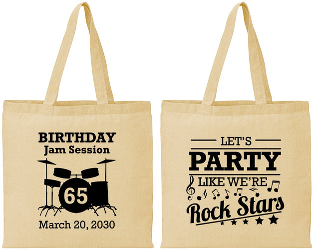 Personalized Birthday Cotton Tote Bags - 65th Rock Star | 20175