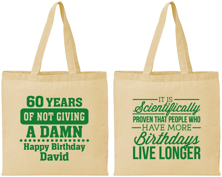 Personalized Birthday Cotton Tote Bags - 60th | 20180