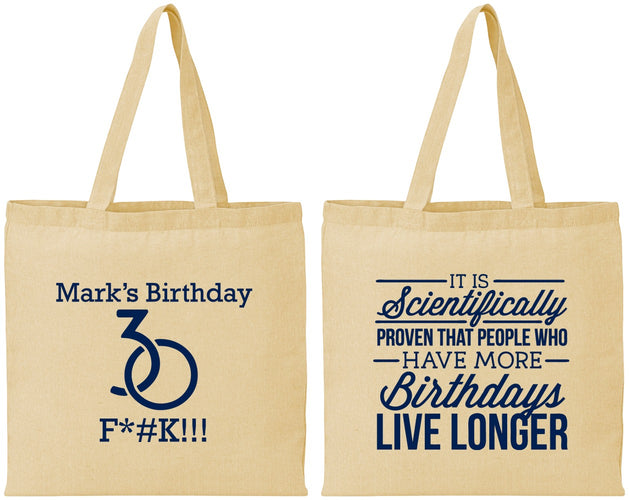 Personalized Birthday Cotton Tote Bags - 30th | 20181
