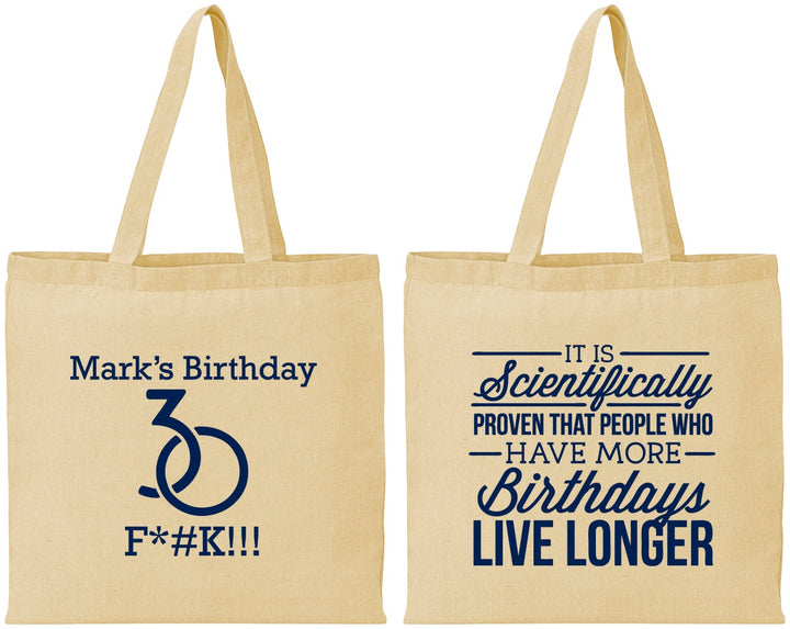 Personalized Birthday Cotton Tote Bags - 30th | 20181