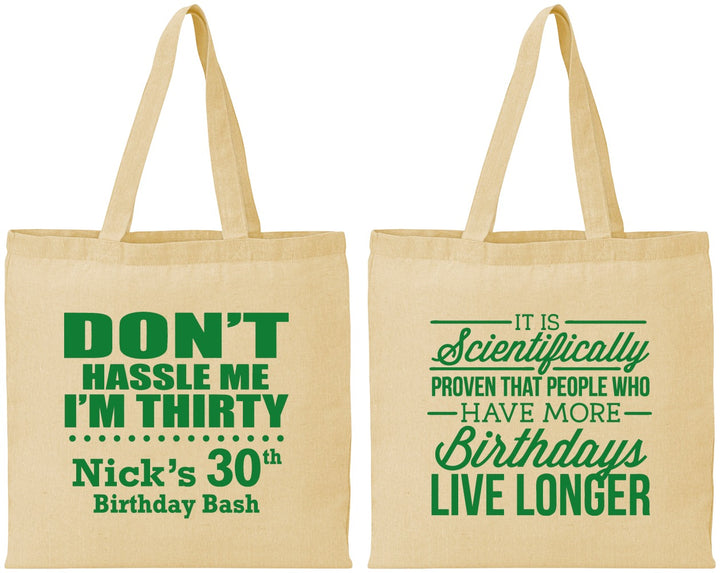 Personalized Birthday Cotton Tote Bags - 30th | 20182