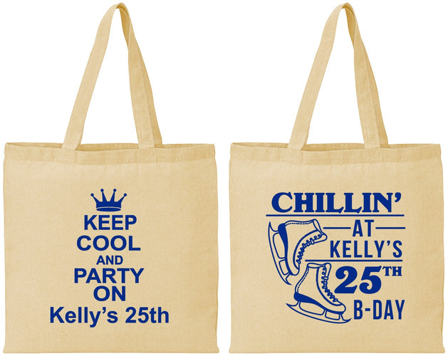Personalized Birthday Cotton Tote Bags - 25th Ice Scating | 20185