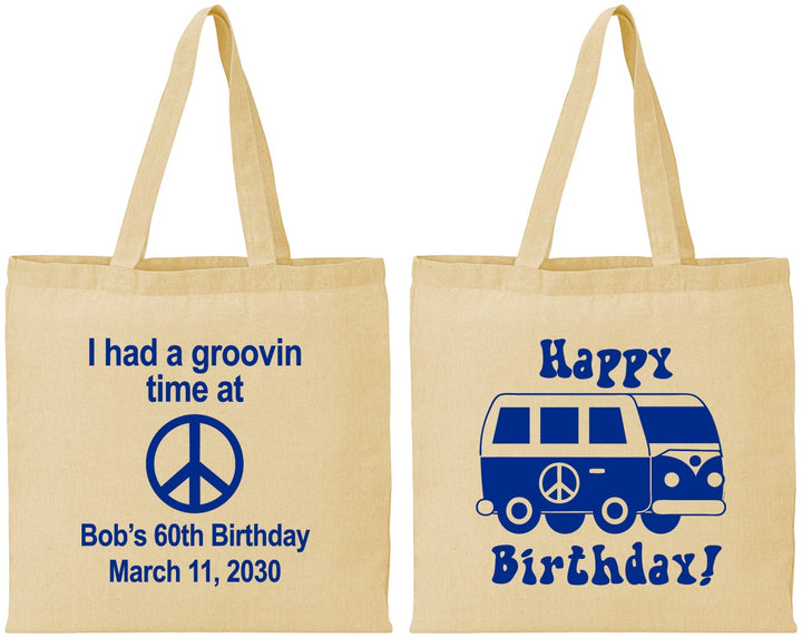 Personalized Birthday Cotton Tote Bags - 60th | 20186