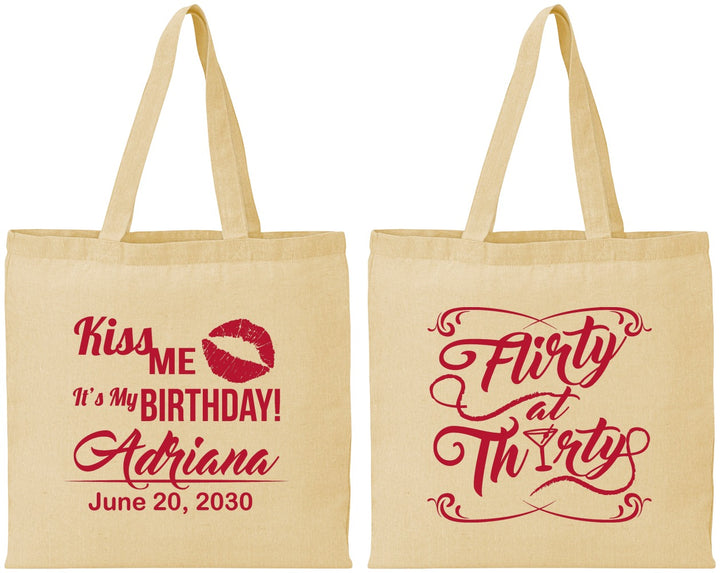 Personalized Birthday Cotton Tote Bags - 30th Flirty At Thirty | 20190